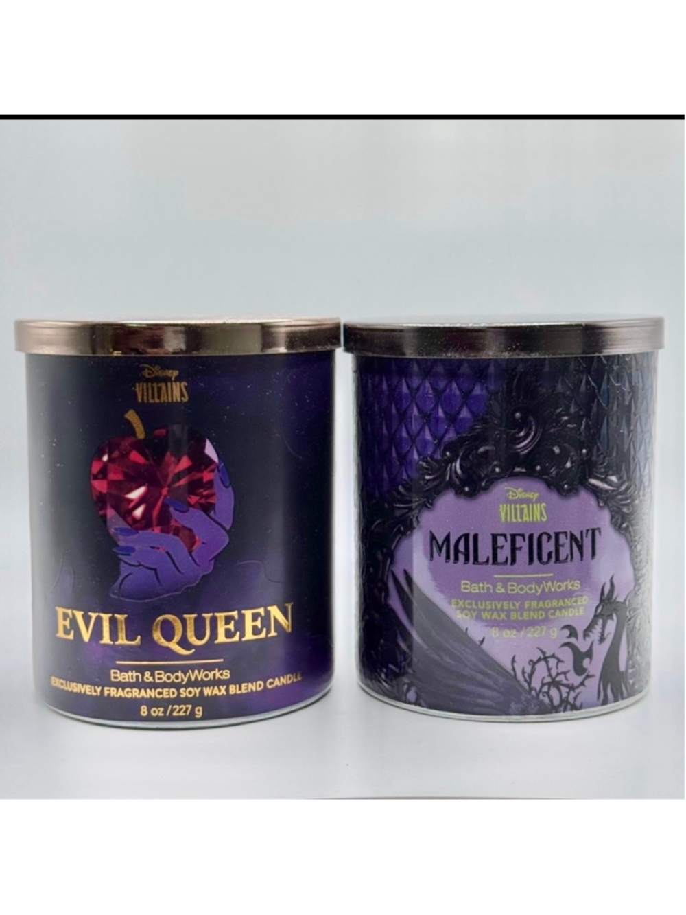 Bath & Body Works Disney Villains Evil Queen Maleficent Candles Purple Black O/S